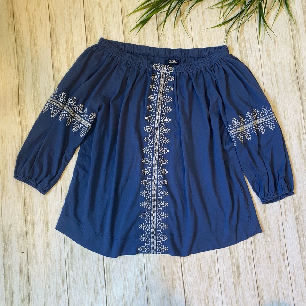 Chaps Ralph Lauren off shoulder embroidered top